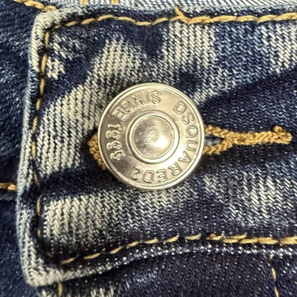 DSQUARED2 Icon All Over Print Jean Slim Distressed Paint Splatter Mens Sz 30X28 - Picture 4 of 9